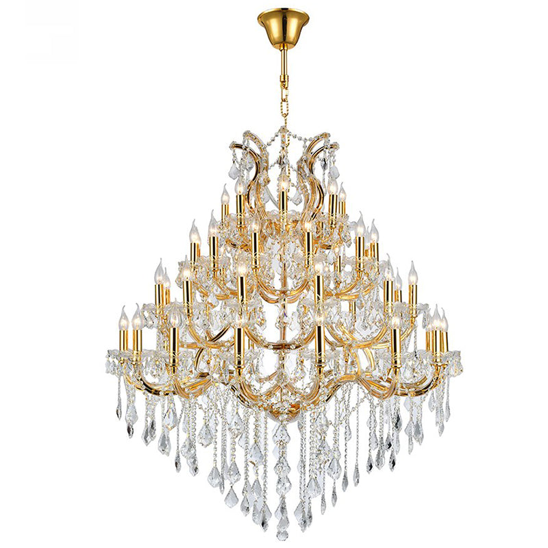 47X58 Inch Big Living Room Chandelier 49 Lights Candle Style Tiered Crystal Chandelier-大吊灯-Jecanoli