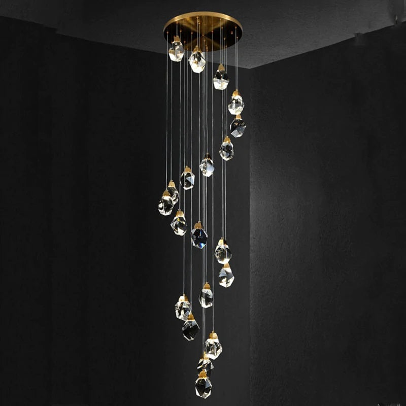 20 Lights Modern Crystal Lighting 79'' Long Spiral Staircase Chandelier-大吊灯-Jecanoli