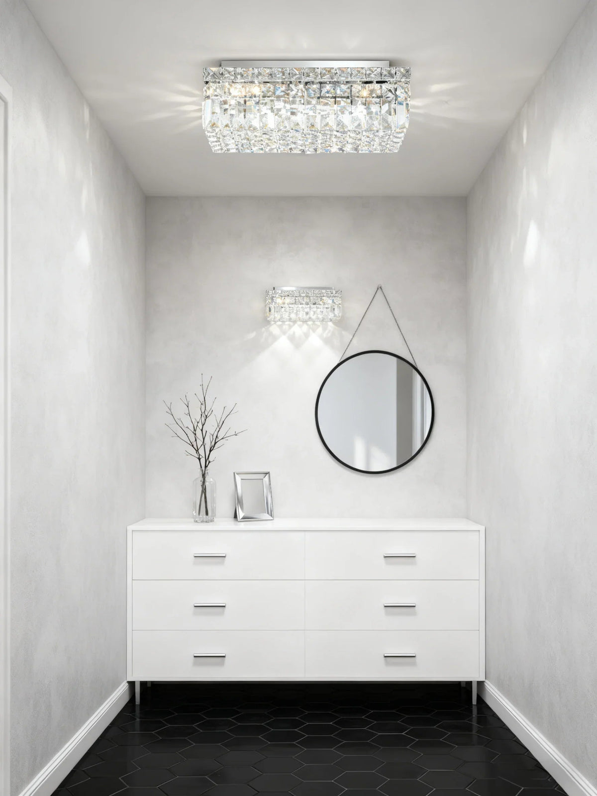 16'' Square Flush Mounted Chandelier Crystal Ceiling Light-吸顶灯-Jecanoli