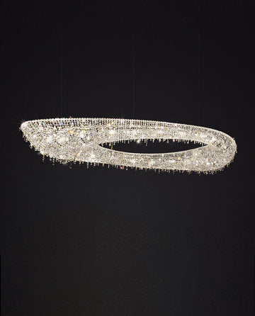 79 Inch Linear Looop Suspended Modern Crystal Chandelier for Living Room-大吊灯-Jecanoli