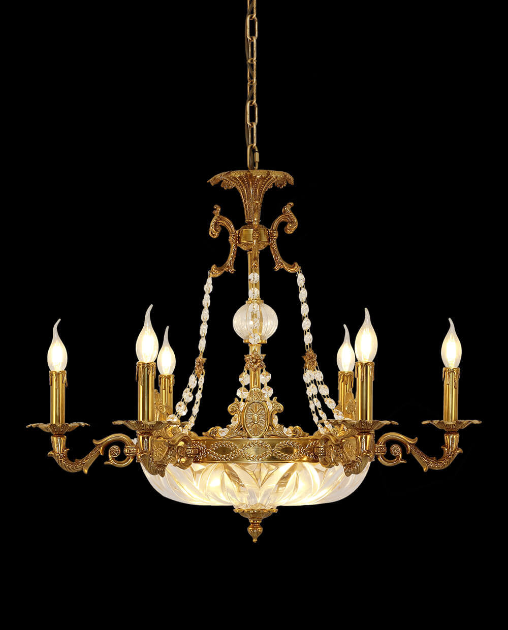 31X27 Inch 9 Lights Retro Style French Empire Chandelier Brass Chandelier for Study Room-铜灯-Jecanoli
