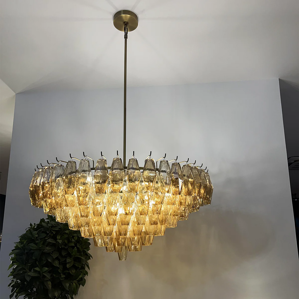 Cyra Glass Tiered Round Chandelier
