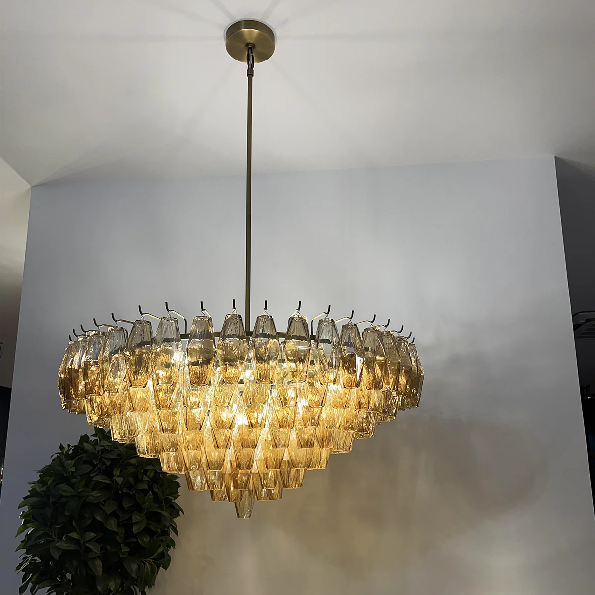 Cyra Glass Tiered Round Chandelier
