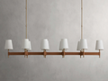 Hastings Linear Brass & Leather Mid-Century 6-10 Light Chandelier