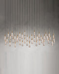 70'' Linear Chandelier Modern Glass Teardop Dining Room Chandelier in Brass-现代灯-Jecanoli