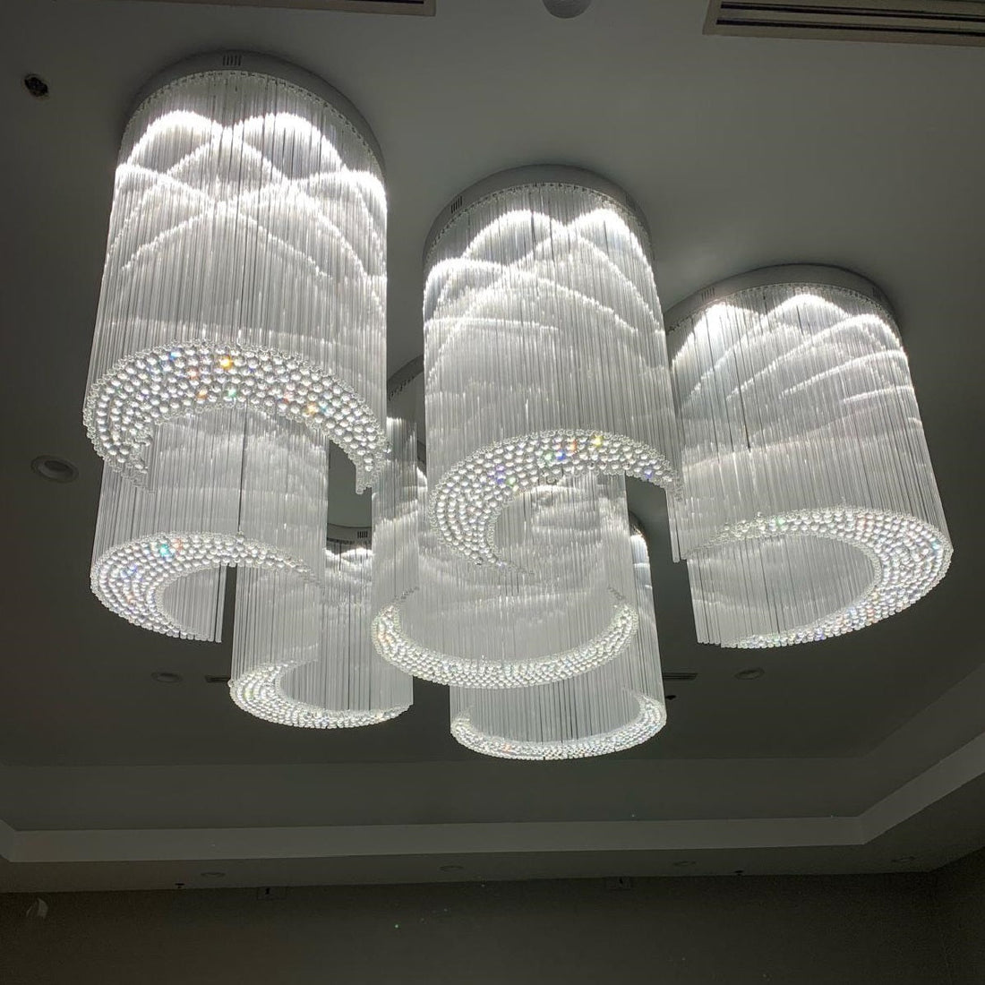 96'' Square Flush Mounted Living Room Chandelier with Multiple Semi-Cirles Custom Large Chandelier for Event Hall-大吊灯-Jecanoli