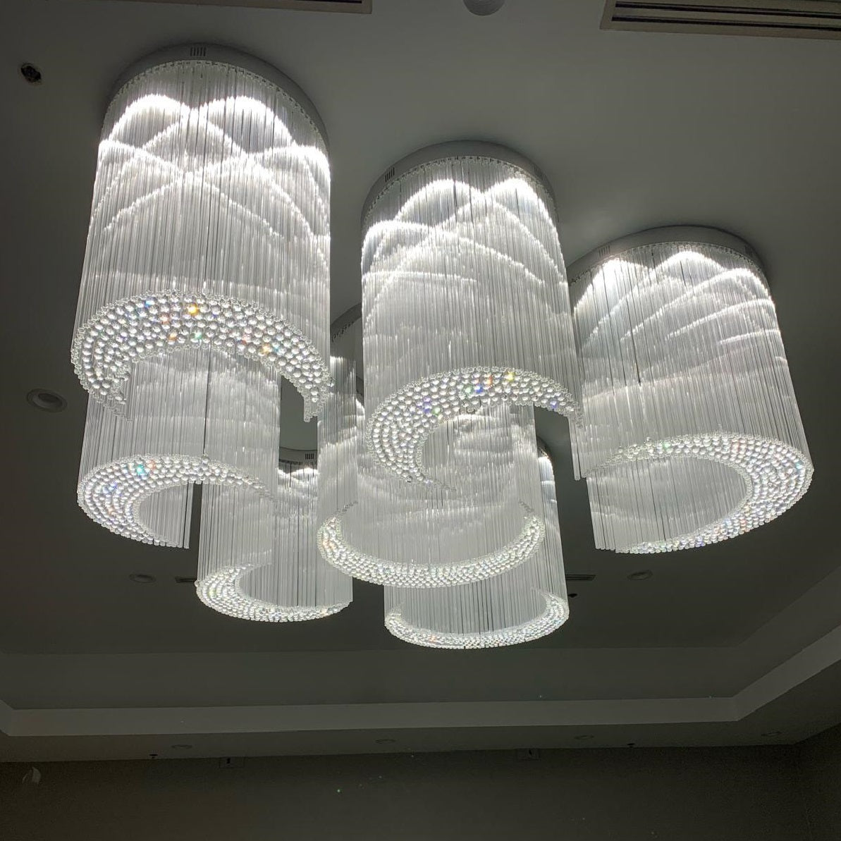 96'' Square Flush Mounted Living Room Chandelier with Multiple Semi-Cirles Custom Large Chandelier for Event Hall-大吊灯-Jecanoli