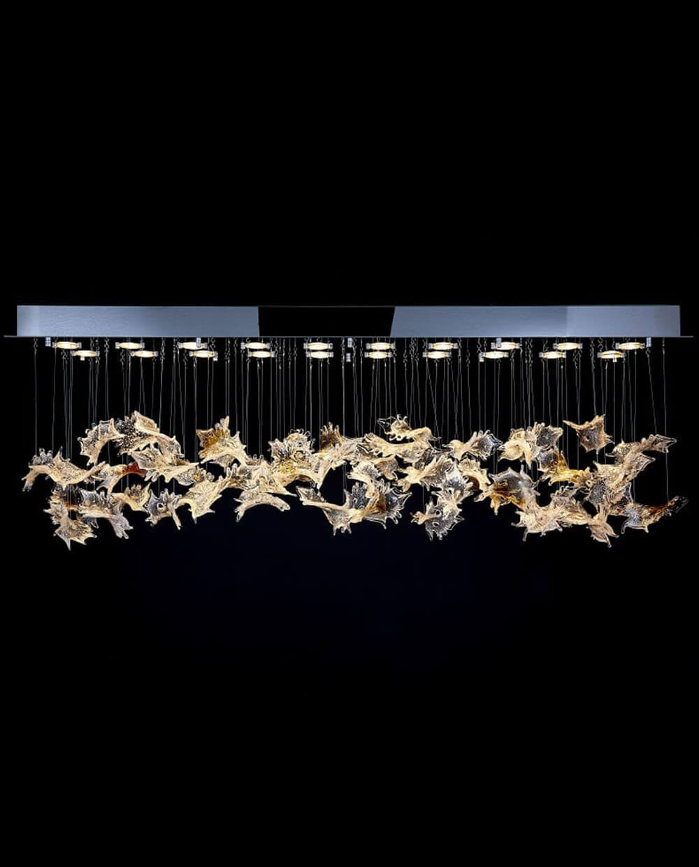 59 Inch Rectangle Modern Glass Leaf Chandelier for Dining Room-大吊灯-Jecanoli