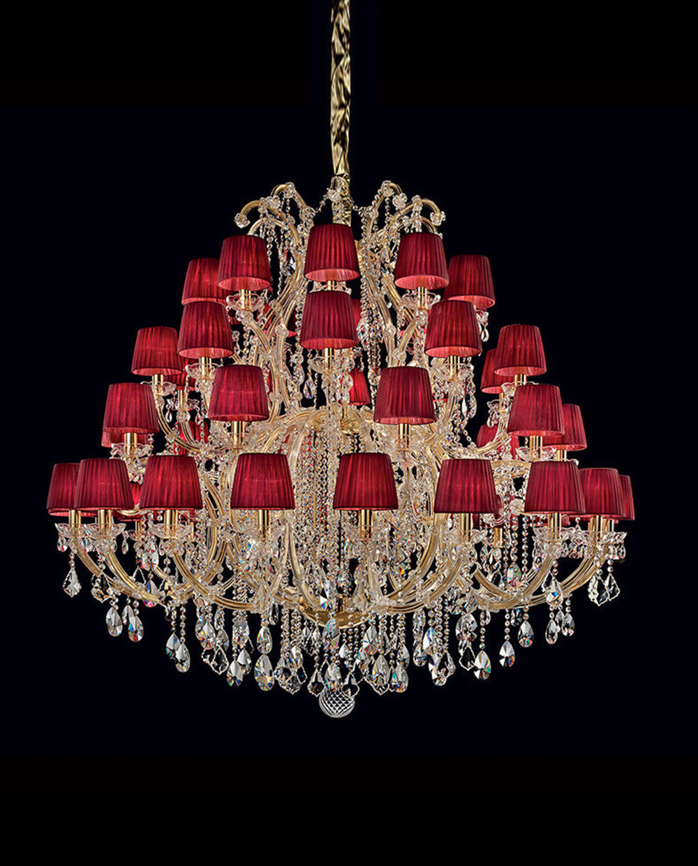 50 Lights Tiered Chandelier 63X61 Inch Large Gold Crystal Chandelier Lighting-大吊灯-Jecanoli