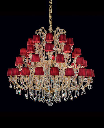 50 Lights Tiered Chandelier 63X61 Inch Large Gold Crystal Chandelier Lighting-大吊灯-Jecanoli