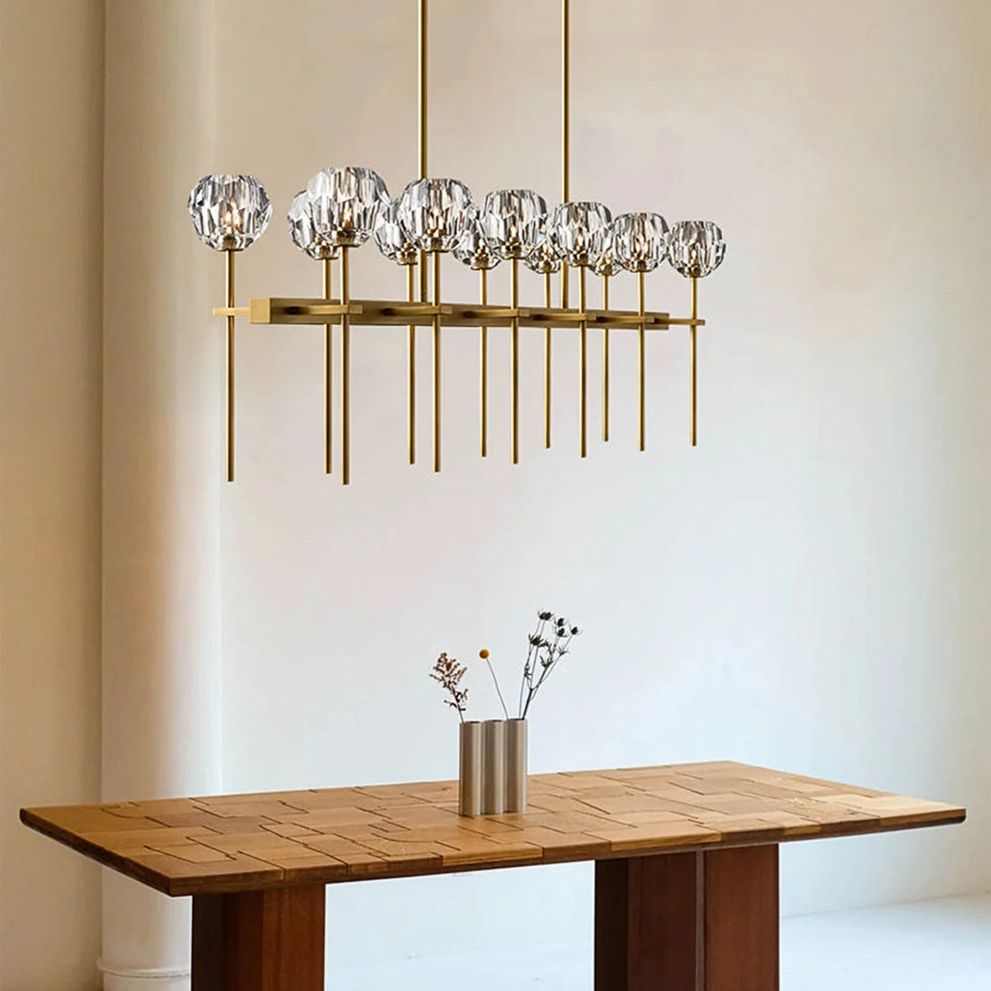 Boule De Cristal Double Linear Chandelier 60"-Jecanoli