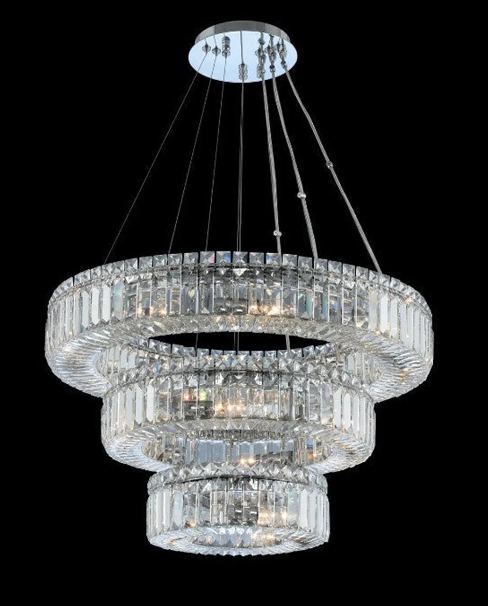 (12+18+26) Inch Round Crystal Chandelier Three Tiers Suspended Modern Chandelier-现代灯-Jecanoli