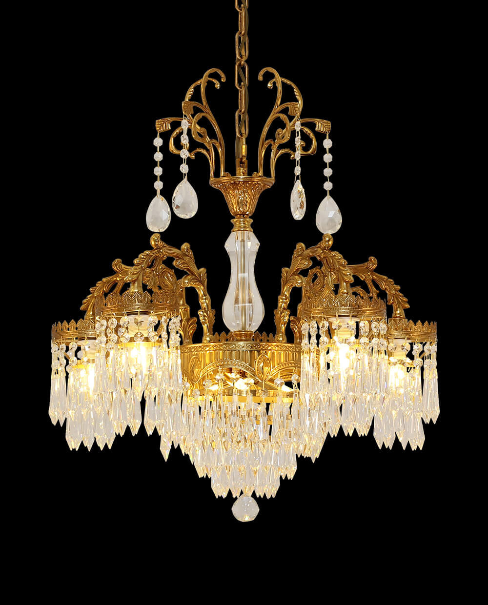 25.5 Inch Wide French Empire Style Brass Crystal Chandelier Gold Dining Room Chandelier-铜灯-Jecanoli