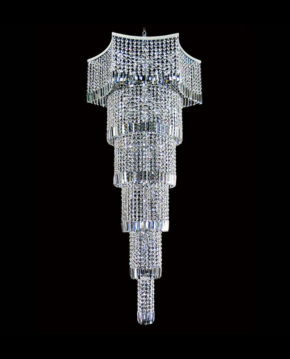 75 Inch Tall 6 Layers Staircase Chandelier 33"W 75" H-大吊灯-Jecanoli