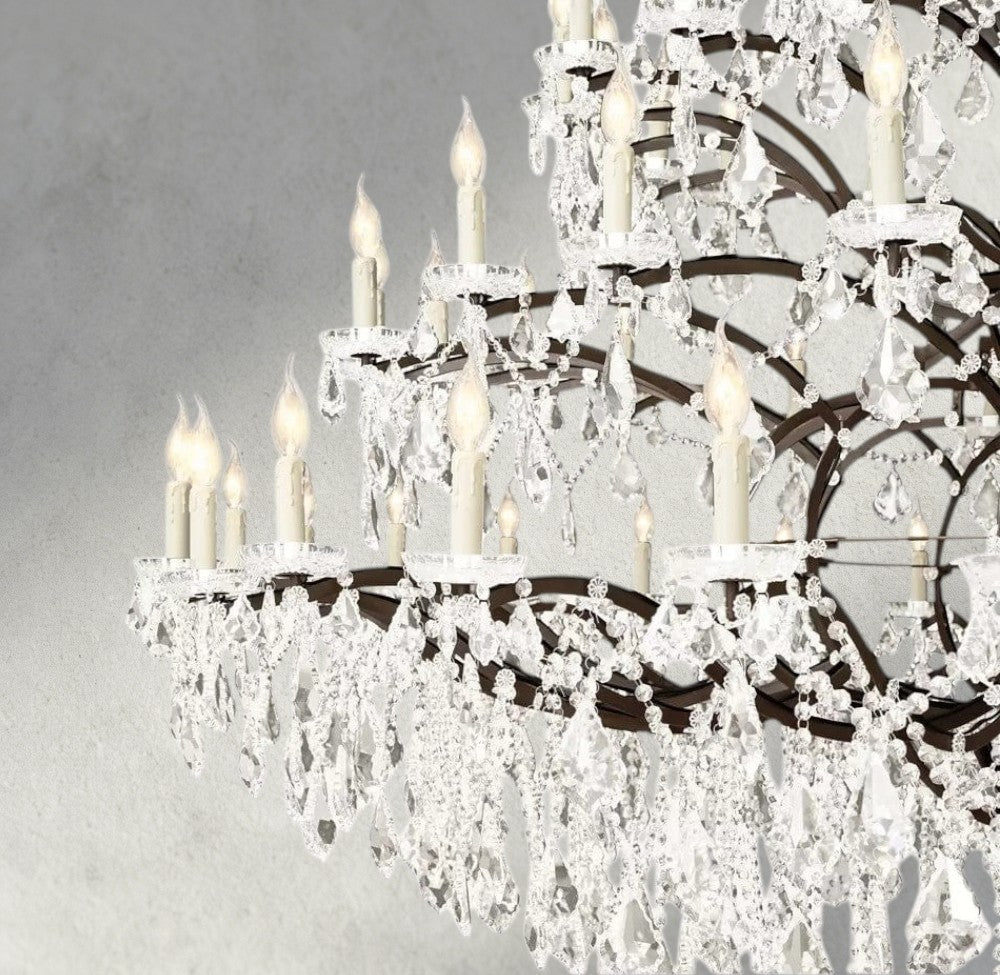 19th C. Rococo Iron & Crystal Round Chandelier 18", 28", 33", 40", 60", 101"-chandelier-Jecanoli