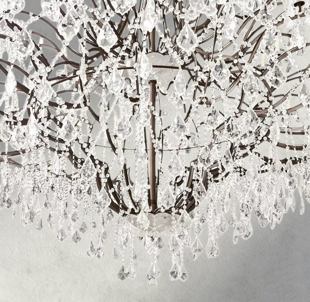 19th C. Rococo Iron & Crystal Round Chandelier 18", 28", 33", 40", 60", 101"-chandelier-Jecanoli