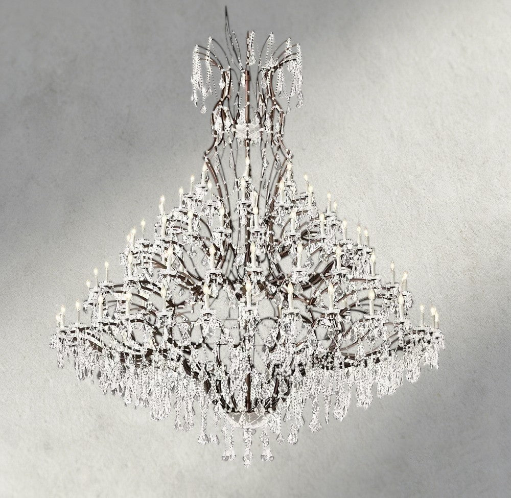 19th C. Rococo Iron & Crystal Round Chandelier 18", 28", 33", 40", 60", 101"-chandelier-Jecanoli