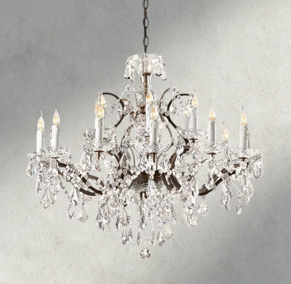 19th C. Rococo Iron & Crystal Round Chandelier 18", 28", 33", 40", 60", 101"-chandelier-Jecanoli