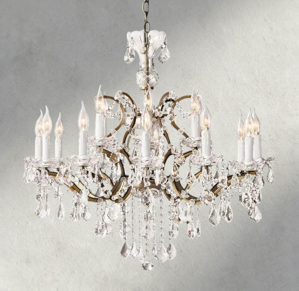 19th C. Rococo Iron & Crystal Round Chandelier 18", 28", 33", 40", 60", 101"-chandelier-Jecanoli