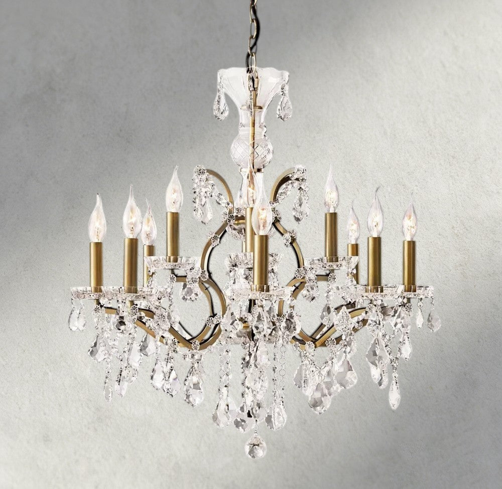 19th C. Rococo Iron & Crystal Round Chandelier 18", 28", 33", 40", 60", 101"-chandelier-Jecanoli