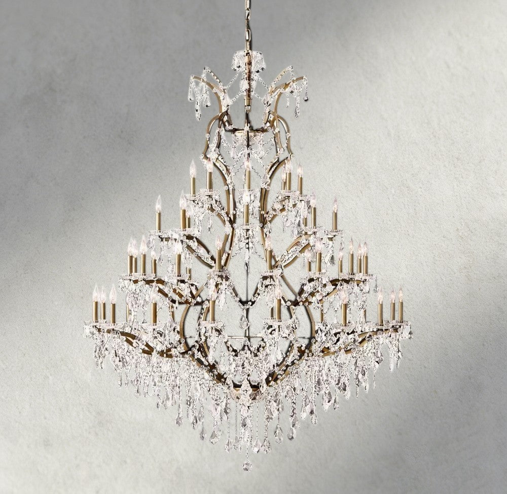 19th C. Rococo Iron & Crystal Round Chandelier 18", 28", 33", 40", 60", 101"-chandelier-Jecanoli
