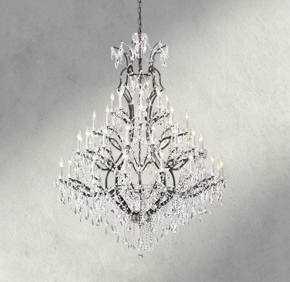 19th C. Rococo Iron & Crystal Round Chandelier 18", 28", 33", 40", 60", 101"-chandelier-Jecanoli