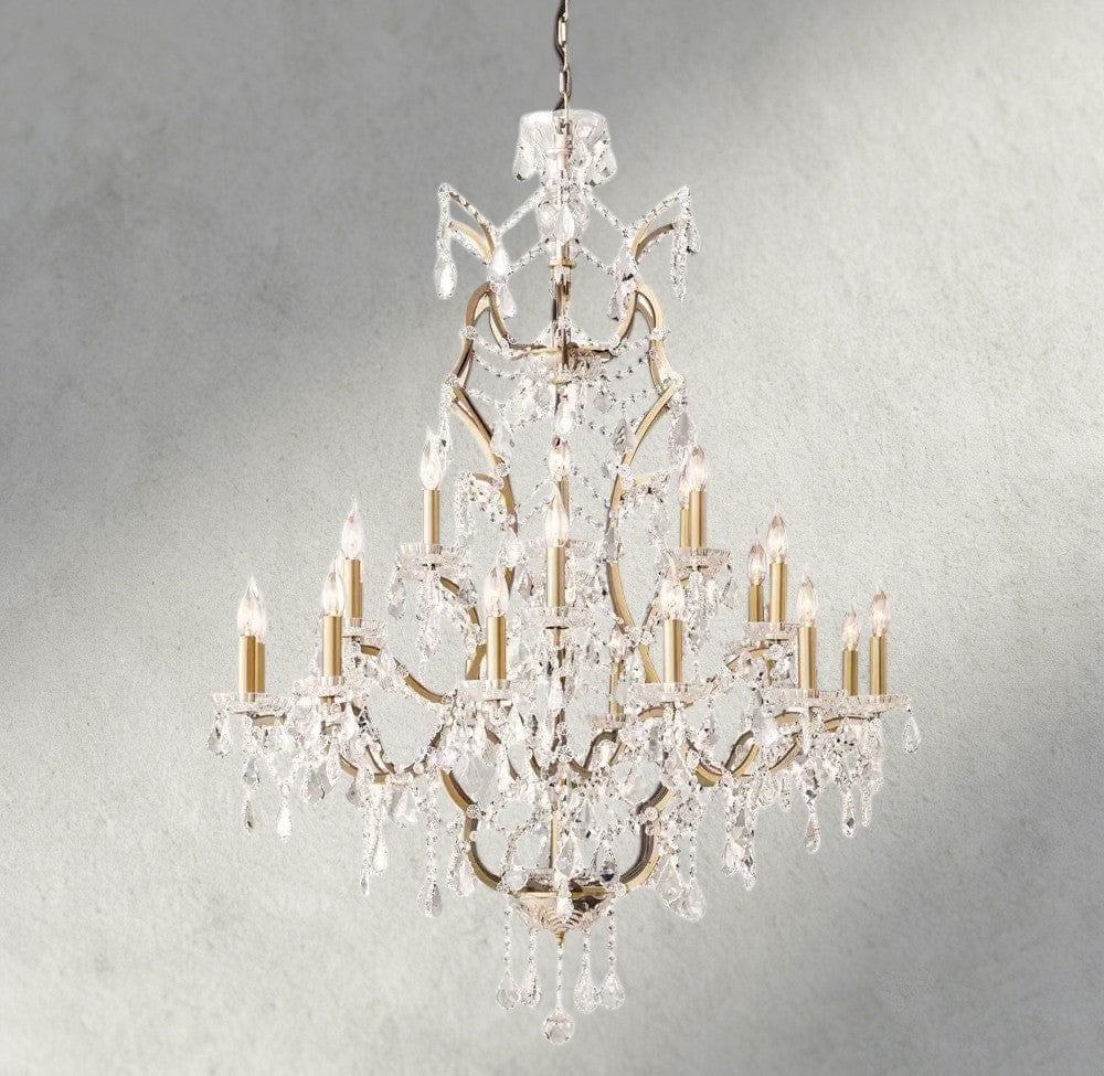 19th C. Rococo Iron & Crystal Round Chandelier 18", 28", 33", 40", 60", 101"-chandelier-Jecanoli