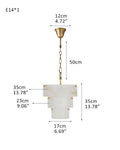 3 Tier White Round Alabaster Chain Pendant Light Fitting in Brass 10in