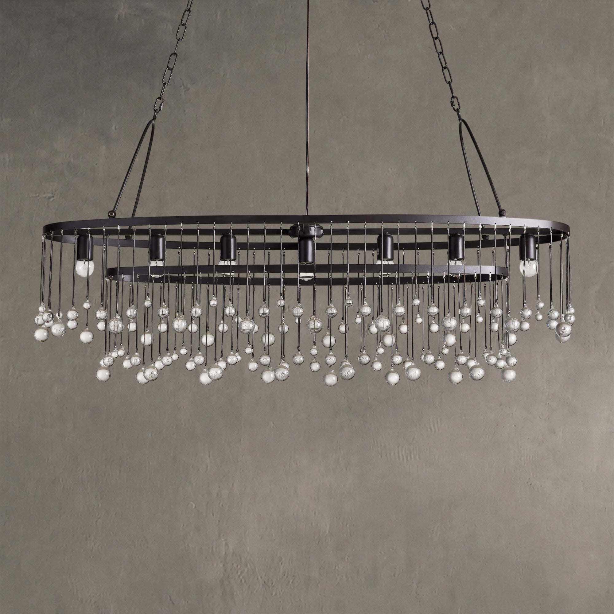 Aubrey Oval Crystal Ball 7 Light Chandelier