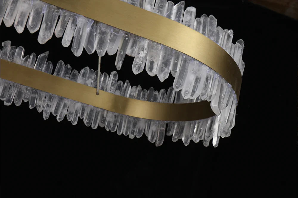 Double Round Rings Quartz Crystal Chandelier Hanging Modern Chandelier for Living Room-现代灯-Jecanoli