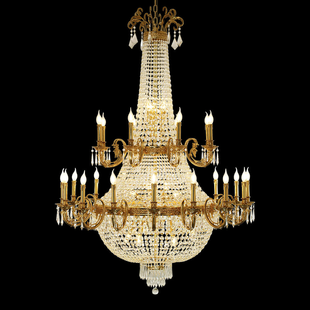 51X71 Inch Big French Empire Brass Crystal Chandelier for Foyer-大吊灯-Jecanoli