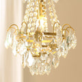 Stylish Small 12'' W x 18'' H Antique Brass & Crystal Chandelier – Ideal for Kitchen Island Small Kitchen Breakfast Nook-铜灯-Jecanoli
