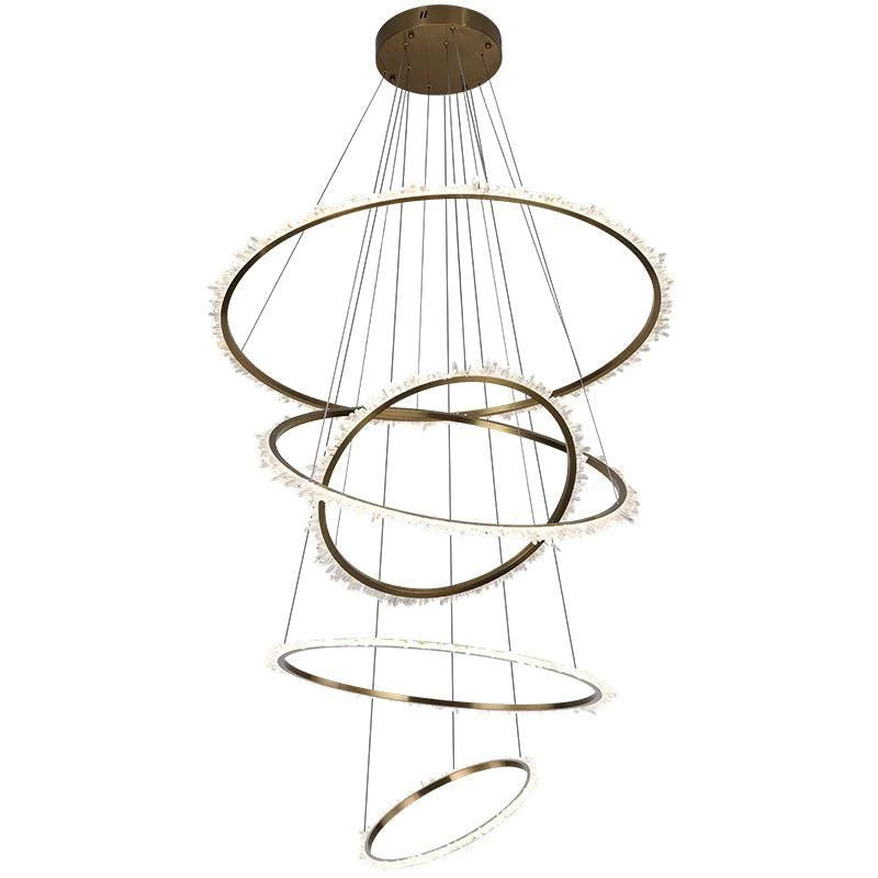 Rock Crystal Multi Rings Chandelier For Staircase - JE