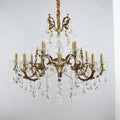 37X31 Inch 12-Light Candle Style Antique Brass Crystal Chandelier – Ideal for Dining Room & Foyer High Ceilings-铜灯-Jecanoli