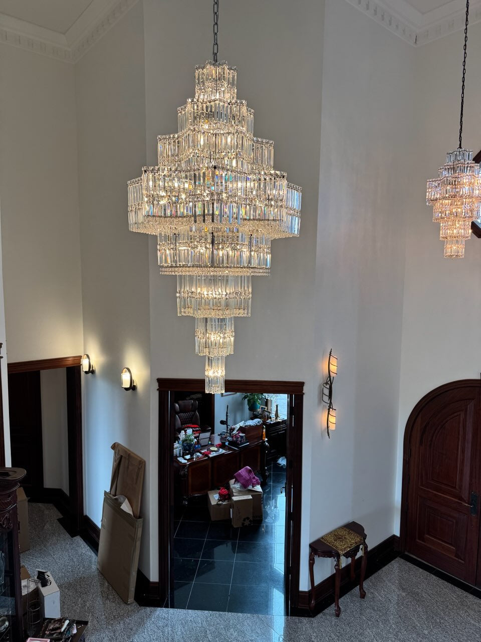 Celestia Luxury Crystal Chandelier | 63-Light Modern Foyer Lighting for High Ceilings 58H