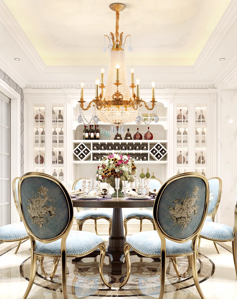 28X35 Inch 12 Lights French Empire Brass and Crystal Chandelier-铜灯-Jecanoli