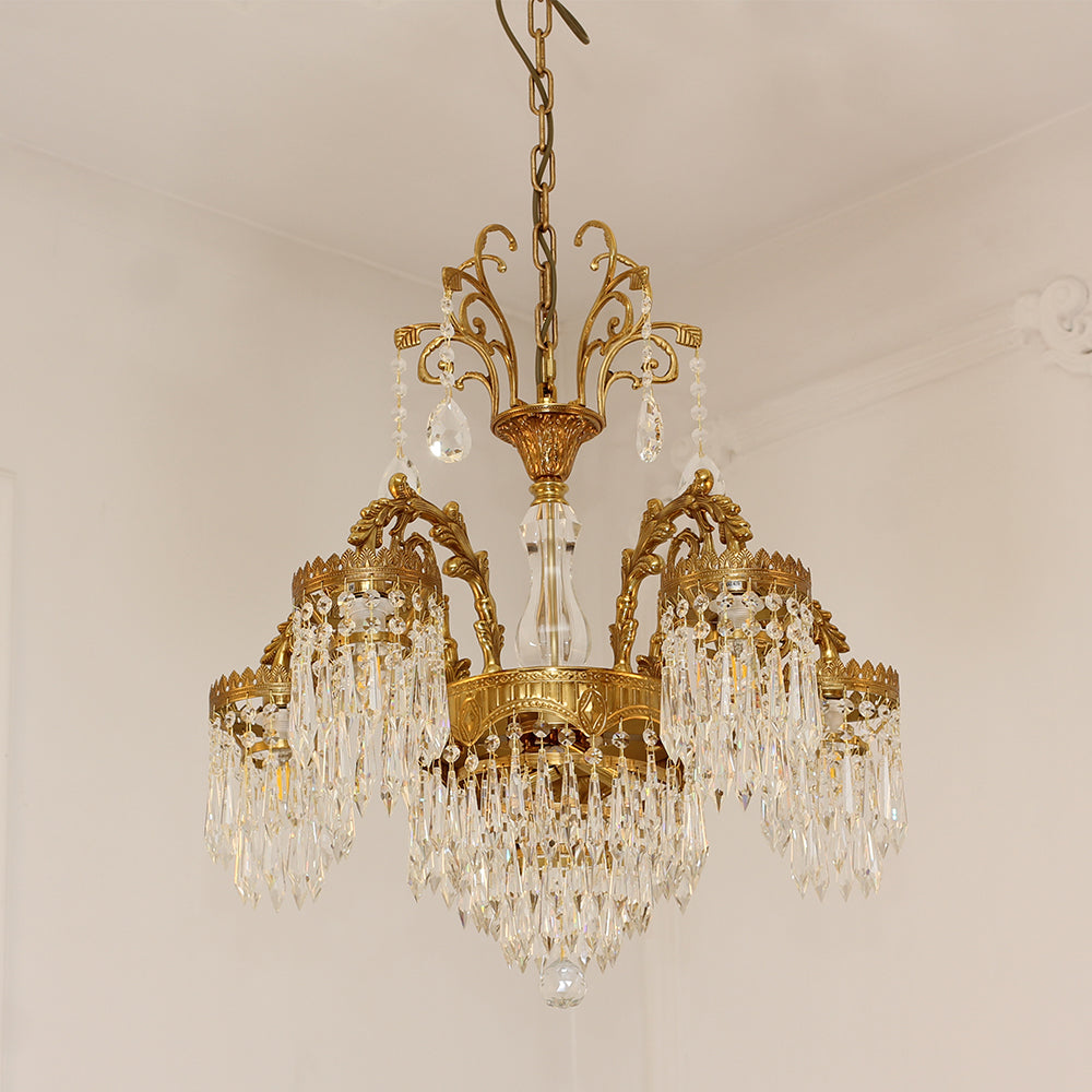 25.5 Inch Wide French Empire Style Brass Crystal Chandelier Gold Dining Room Chandelier-铜灯-Jecanoli