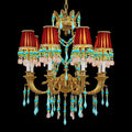 8 Lights Small Copper Crystal Chandelier Luxury Colorful Wedding Chandelier Light-铜灯-Jecanoli