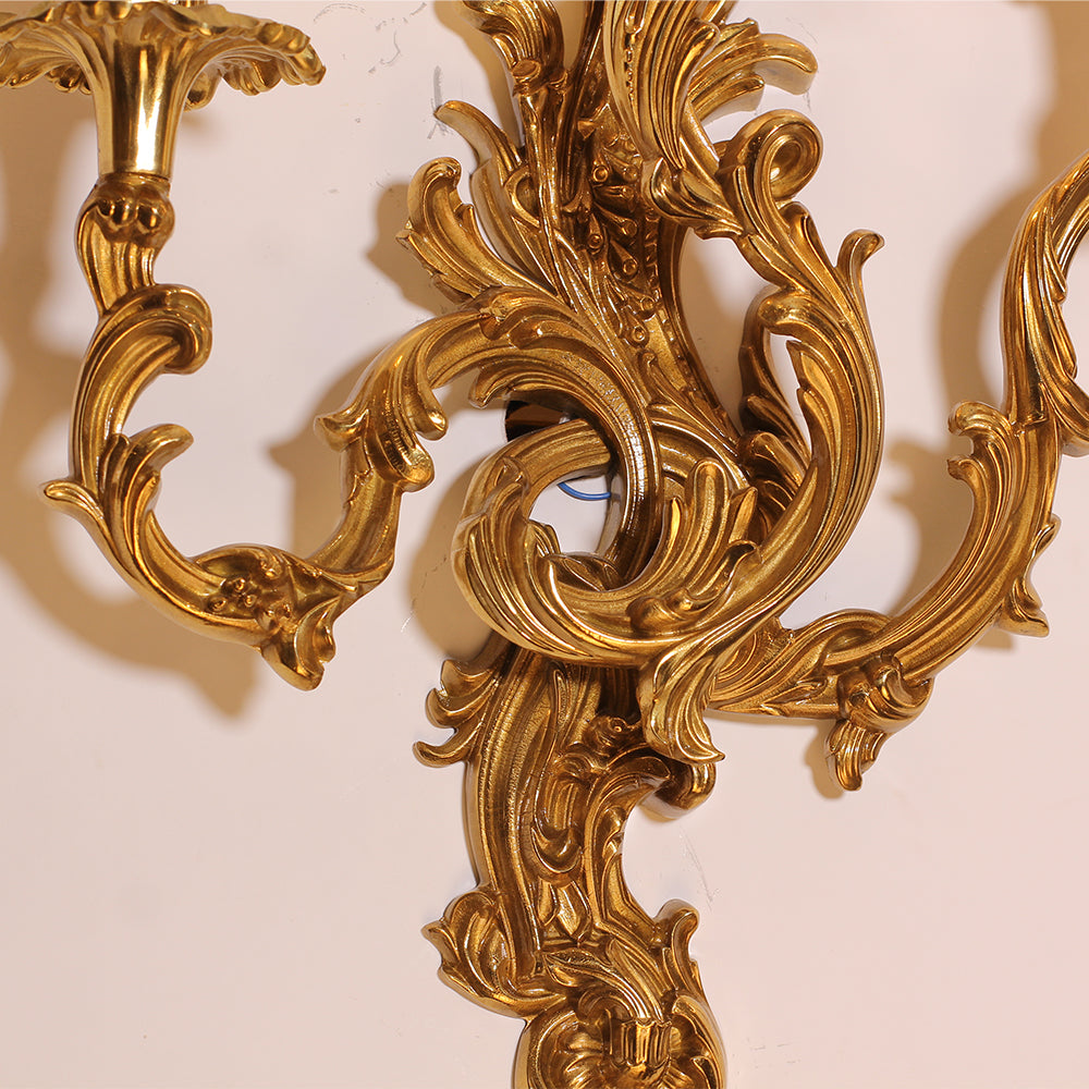 3 Lights French Retro Brass Wall Lamp Indoor Decorative Copper Wall Sconce-壁灯-Jecanoli