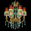 6 Lights Small Copper Crystal Chandelier Luxury Colorful Wedding Chandelier Light-铜灯-Jecanoli