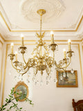35X33 Inch 8 Lights Small Traditional Brass and Crystal Chandelier for Master Bedroom-铜灯-Jecanoli