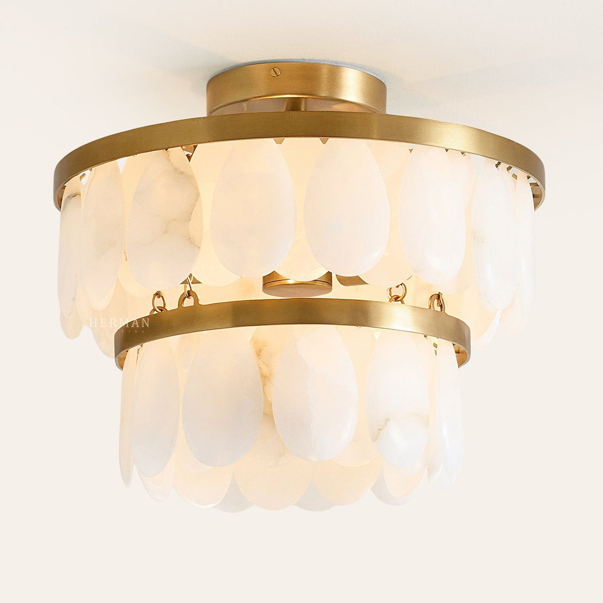 Solene Alabaster Round Flush Mount 14"-Chandelier-Jecanoli