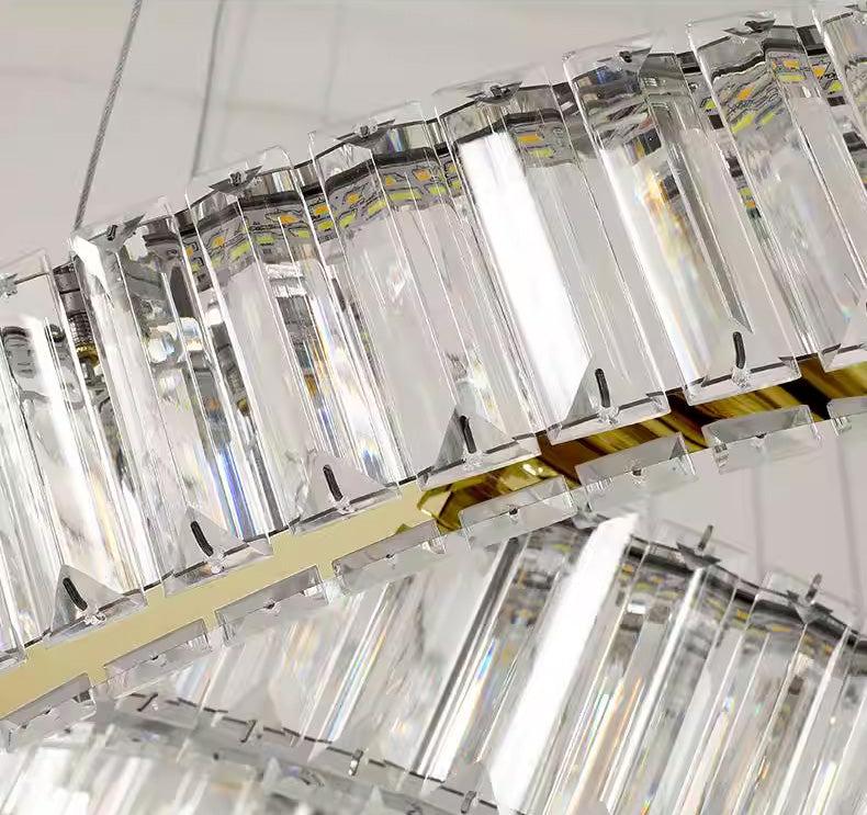 Custom Made 59'' Three Crystal Ring LED Chandelier Large Modern Chandelier for Hotel Lobby-大吊灯-Jecanoli