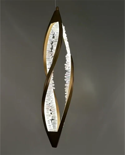 Modern Artistic DNA Twisted Leaf Natural Crystal Cluster Chandelier