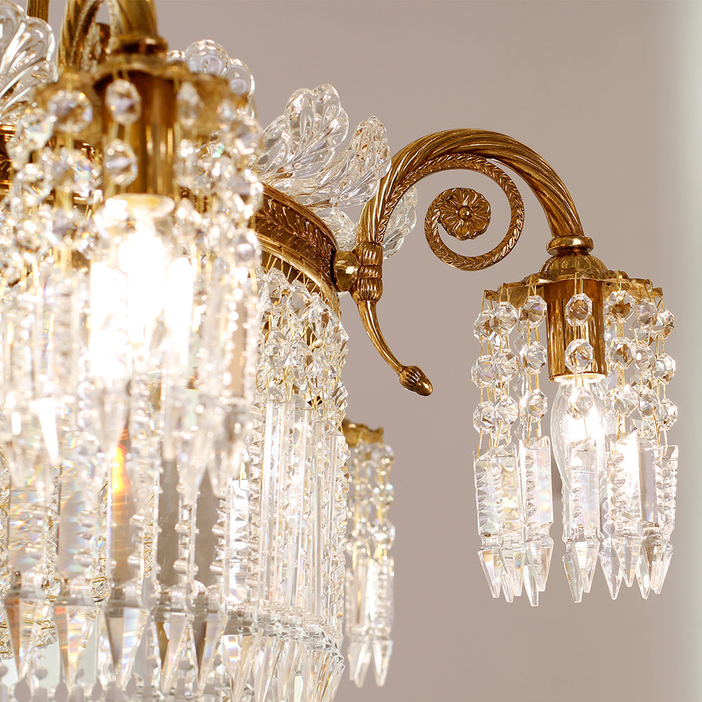 30X23 Inch Modern Crystal Chandelier Gold Antique Brass Chandelier-铜灯-Jecanoli