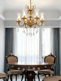 31X32 Inch 8 Lights Small Classical Candle Style Brass and Crystal Chandelier Lighting-铜灯-Jecanoli