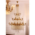 Grand 49'' W x 79'' H Three Tier French Empire Chandelier – Antique Brass & Crystal for Foyer Double Height Ceiling Living Room-铜灯-Jecanoli