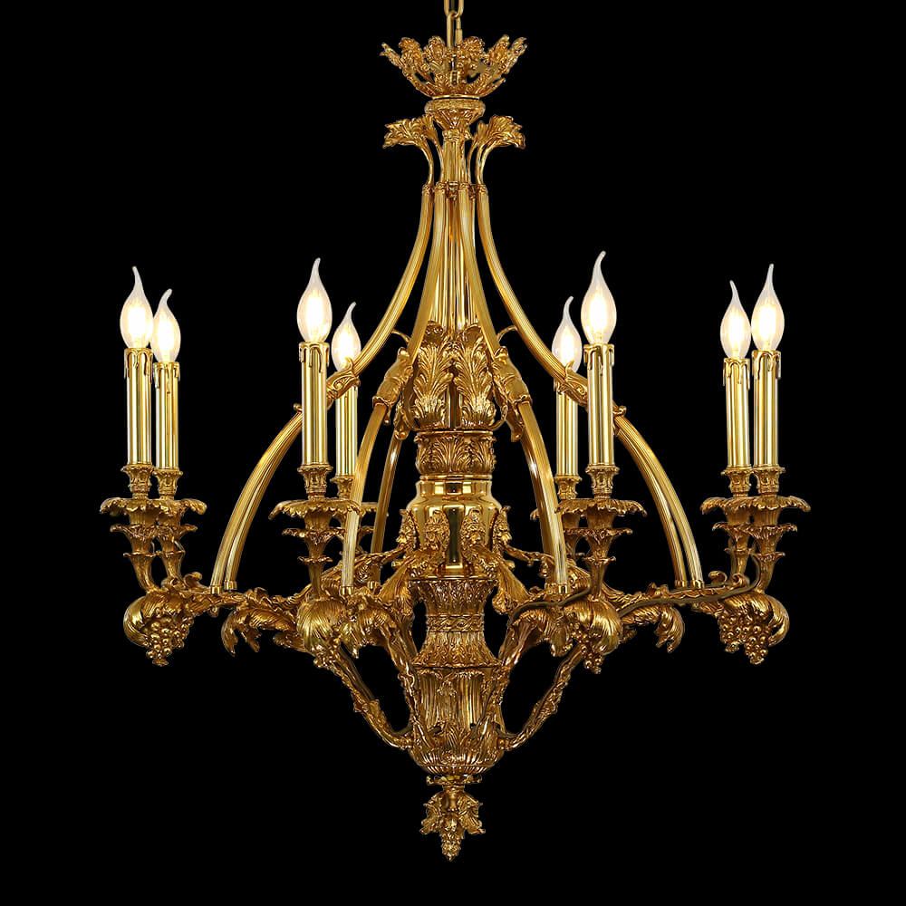 33X31 Inch 8 Lights Small Baroque Style Antique Copper Chandelier-铜灯-Jecanoli