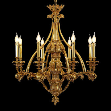 33X31 Inch 8 Lights Small Baroque Style Antique Copper Chandelier-铜灯-Jecanoli