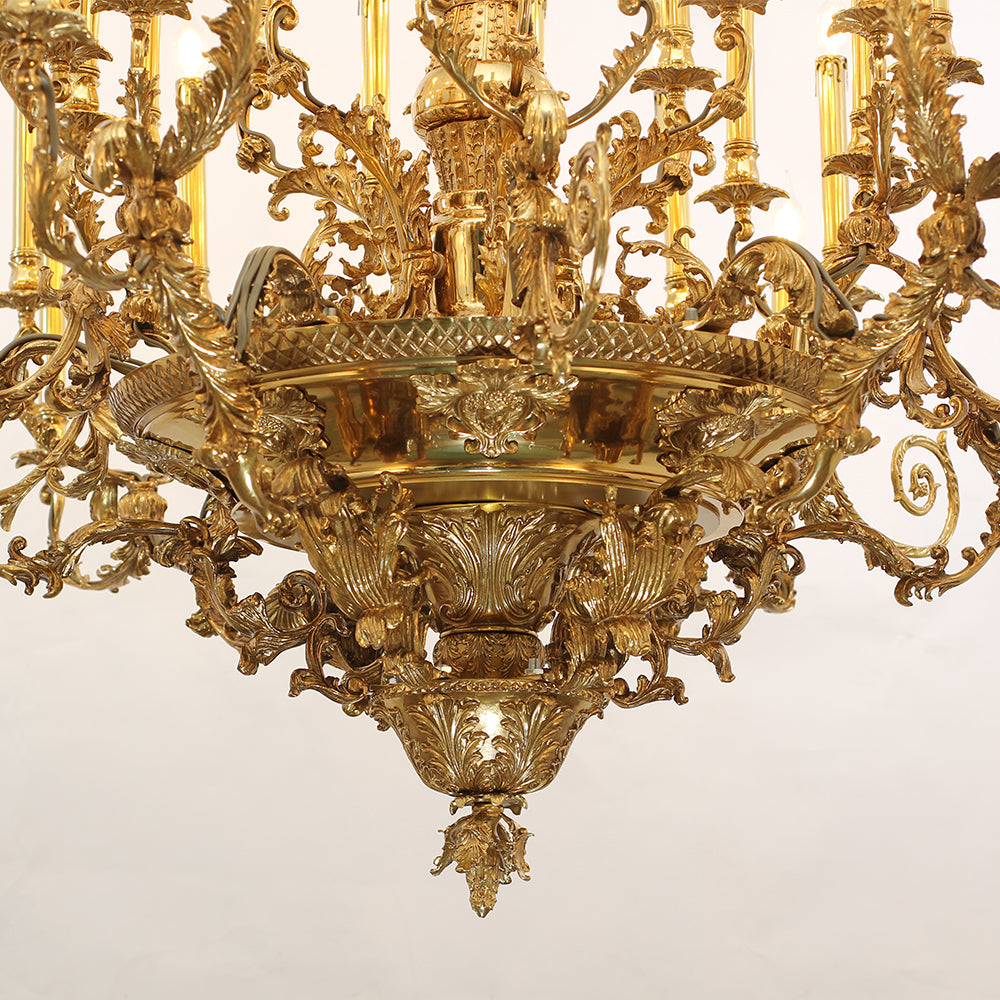 41X43 Inch 24 Lights Baroque Style Antique French Copper Chandelier-铜灯-Jecanoli